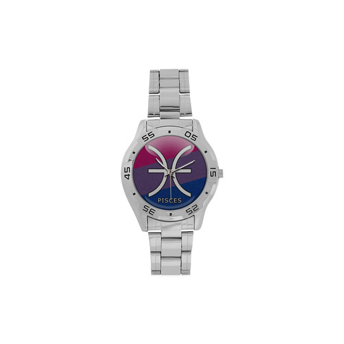 Pisces - Bisexual Pride Men's Stainless Steel Analog Watch(Model 108)