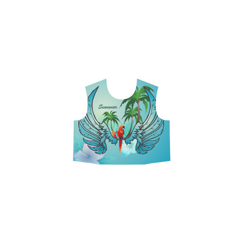 Summer design, parrot and palm trees Eos Women's Sleeveless Dress (Model D01)