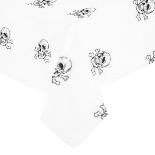 Skull 816 white (Halloween) pattern Cotton Linen Tablecloth 52"x 70"