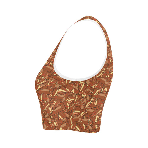 Chocolate Brown Sienna Abstract Women's Crop Top (Model T42)