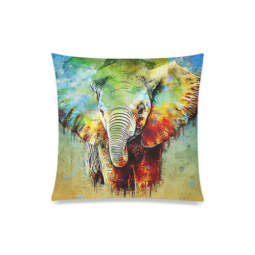 watercolor elephant Custom Zippered Pillow Case 20"x20"(One Side)