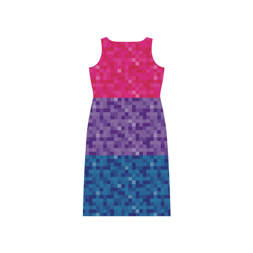 Bisexual Pixel Flag Phaedra Sleeveless Open Fork Long Dress (Model D08)