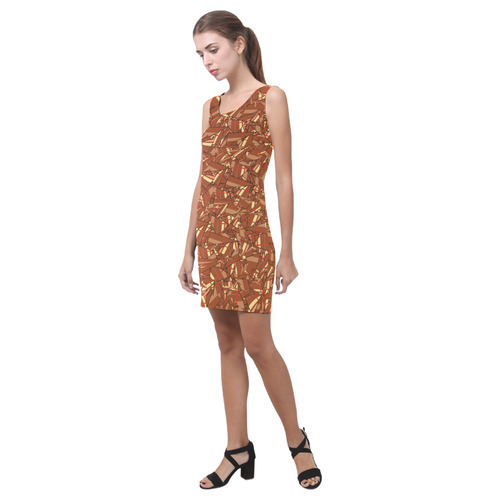 Chocolate Brown Sienna Abstract Medea Vest Dress (Model D06)