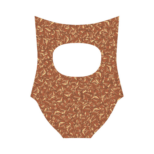 Chocolate Brown Sienna Abstract Strap Swimsuit ( Model S05)