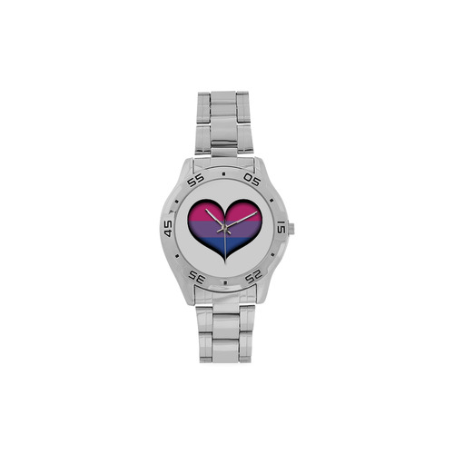 Bisexual Heart Men's Stainless Steel Analog Watch(Model 108)