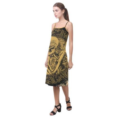 The skeleton in a round button with flowers Alcestis Slip Dress (Model D05)