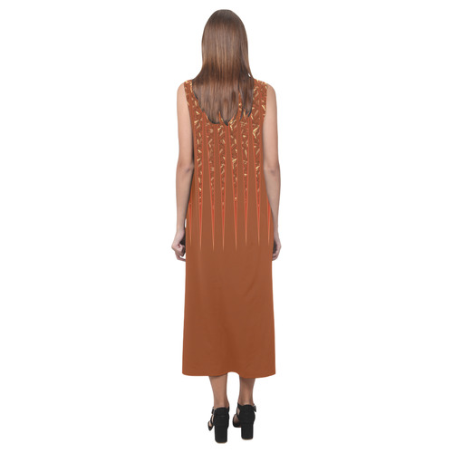 Chocolate Brown Sienna Spikes Phaedra Sleeveless Open Fork Long Dress (Model D08)