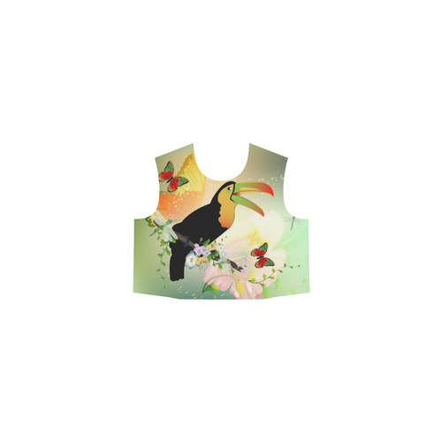 Funny toucan with flowers Eos Women's Sleeveless Dress (Model D01)