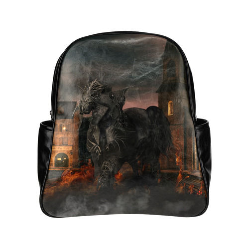 A dark horse in a knight armor Multi-Pockets Backpack (Model 1636)