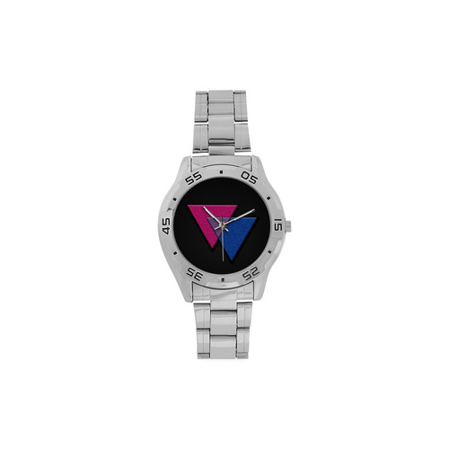 Bisexual Pride Triangles Men's Stainless Steel Analog Watch(Model 108)