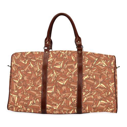 Chocolate Brown Sienna Abstract Waterproof Travel Bag/Large (Model 1639)