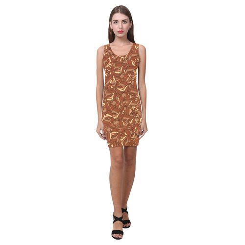 Chocolate Brown Sienna Abstract Medea Vest Dress (Model D06)