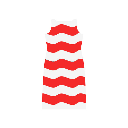 Wavy American Flag Phaedra Sleeveless Open Fork Long Dress (Model D08)
