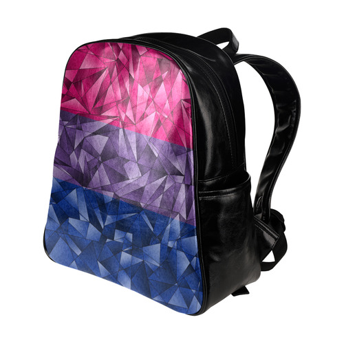 Abstract Bisexual Flag Multi-Pockets Backpack (Model 1636)