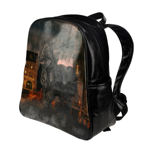 A dark horse in a knight armor Multi-Pockets Backpack (Model 1636)