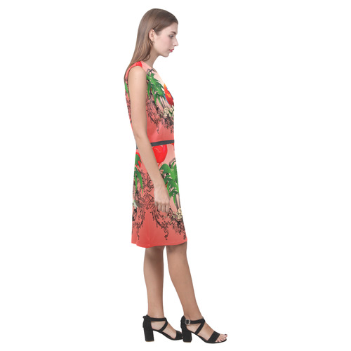 Funny parrot, tropical design Eos Women's Sleeveless Dress (Model D01)