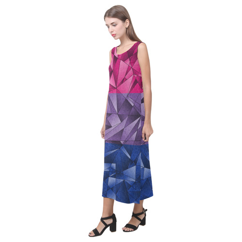 Abstract Bisexual Flag Phaedra Sleeveless Open Fork Long Dress (Model D08)