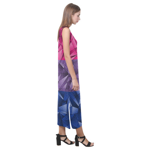 Abstract Bisexual Flag Phaedra Sleeveless Open Fork Long Dress (Model D08)