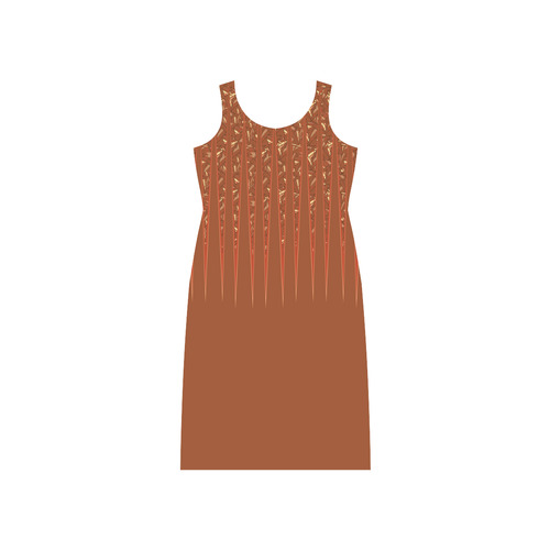Chocolate Brown Sienna Spikes Phaedra Sleeveless Open Fork Long Dress (Model D08)