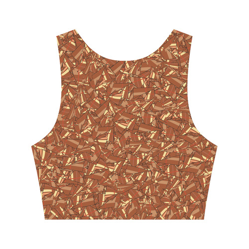 Chocolate Brown Sienna Abstract Women's Crop Top (Model T42)