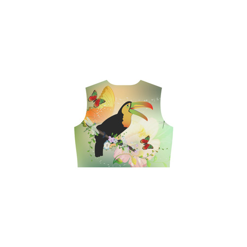 Funny toucan with flowers Eos Women's Sleeveless Dress (Model D01)