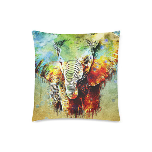 watercolor elephant Custom Zippered Pillow Case 18"x18"(Twin Sides)