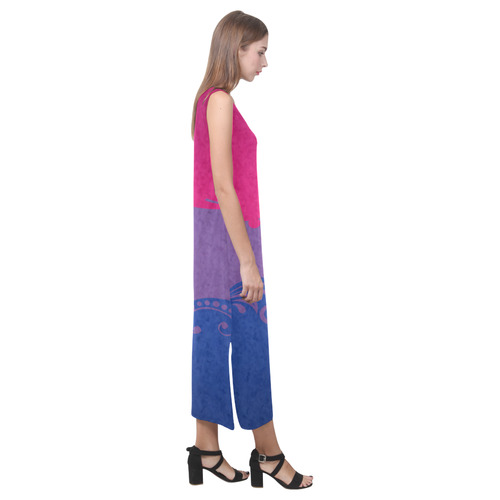 Bisexual Ornamental Flag Phaedra Sleeveless Open Fork Long Dress (Model D08)