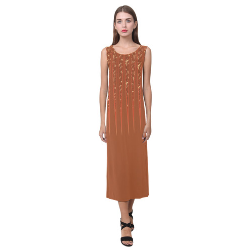 Chocolate Brown Sienna Spikes Phaedra Sleeveless Open Fork Long Dress (Model D08)