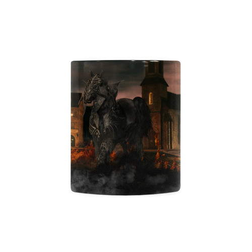 A dark horse in a knight armor White Mug(11OZ)