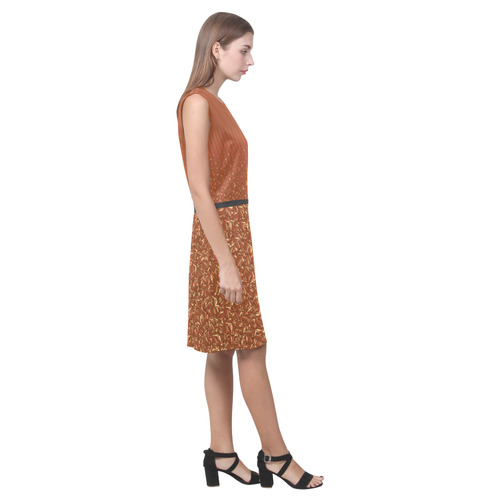 Chocolate Brown Sienna Spikes Eos Women's Sleeveless Dress (Model D01)
