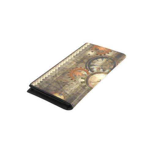 Steampunk, wonderful noble desig, clocks and gears Women's Leather Wallet (Model 1611)