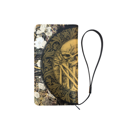 The skeleton in a round button with flowers Men's Clutch Purse （Model 1638）