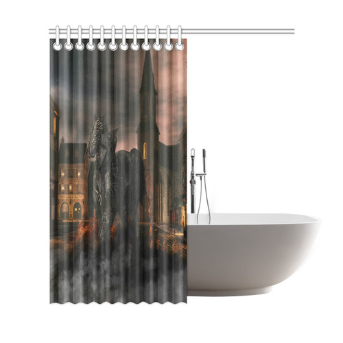 A dark horse in a knight armor Shower Curtain 69"x72"