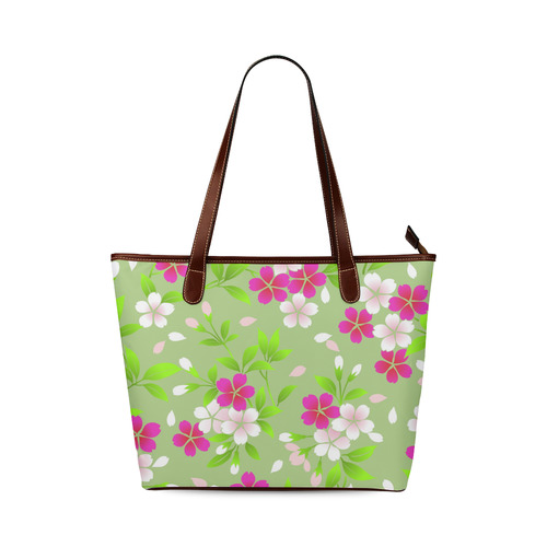 Holiday Vintage Japanese Floral Pattern Shoulder Tote Bag (Model 1646)