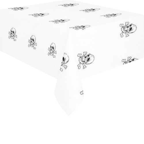 Skull 816 white (Halloween) pattern Cotton Linen Tablecloth 52"x 70"