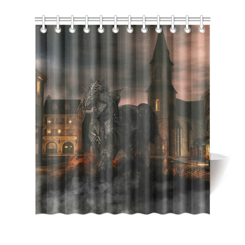 A dark horse in a knight armor Shower Curtain 66"x72"