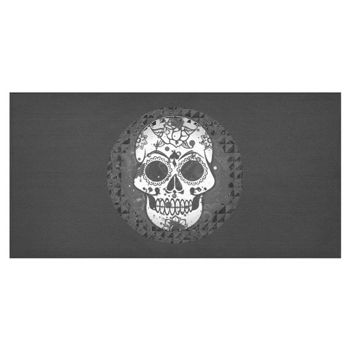 black and white Skull Cotton Linen Tablecloth 60"x120"