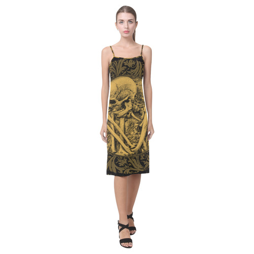 The skeleton in a round button with flowers Alcestis Slip Dress (Model D05)