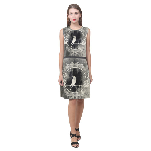 The crow with flowers, vintage design Eos Women's Sleeveless Dress (Model D01)