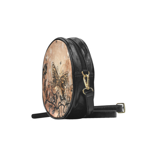 Wonderful butterflies and floral elements Round Sling Bag (Model 1647)