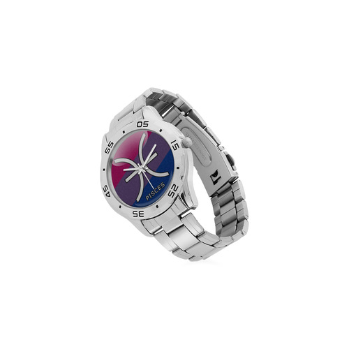 Pisces - Bisexual Pride Men's Stainless Steel Analog Watch(Model 108)