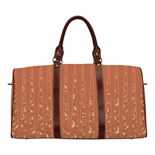 Chocolate Brown Sienna Spikes Waterproof Travel Bag/Large (Model 1639)