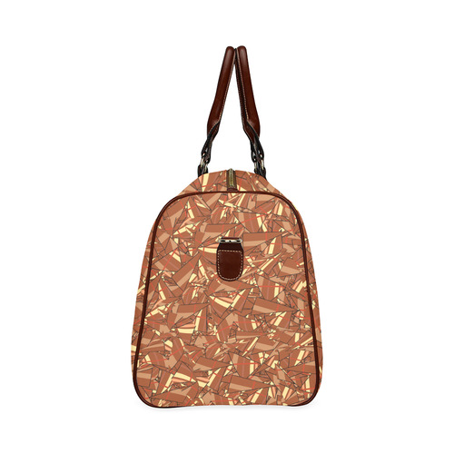 Chocolate Brown Sienna Abstract Waterproof Travel Bag/Large (Model 1639)