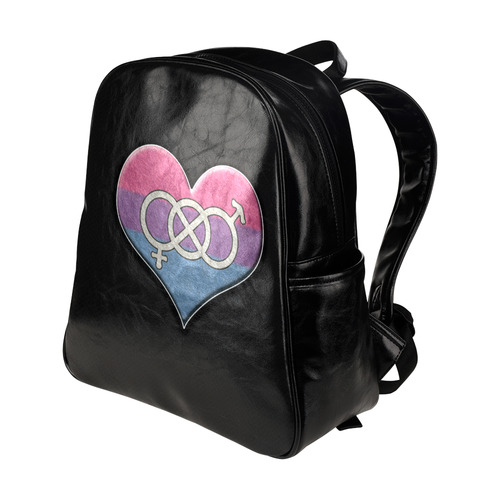 Bisexual Pride Heart with Gender Knot Multi-Pockets Backpack (Model 1636)