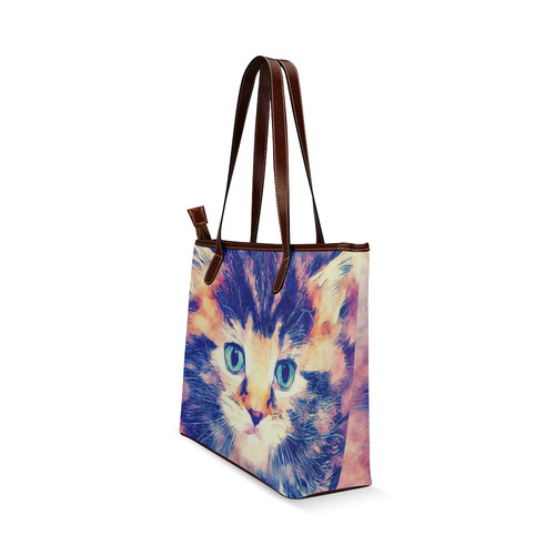 watercolor cat Shoulder Tote Bag (Model 1646)