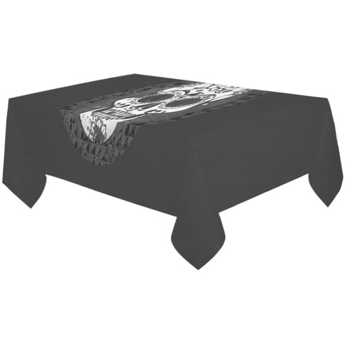 black and white Skull Cotton Linen Tablecloth 60"x120"