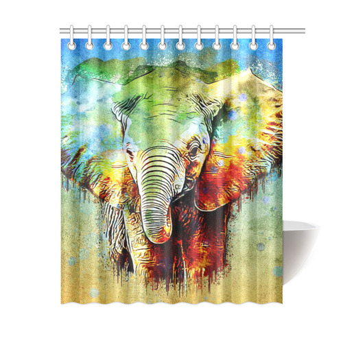 watercolor elephant Shower Curtain 60"x72"