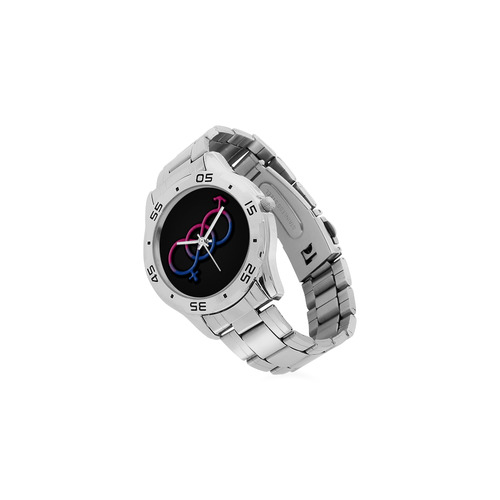 Bisexual Pride Gender Knot Men's Stainless Steel Analog Watch(Model 108)