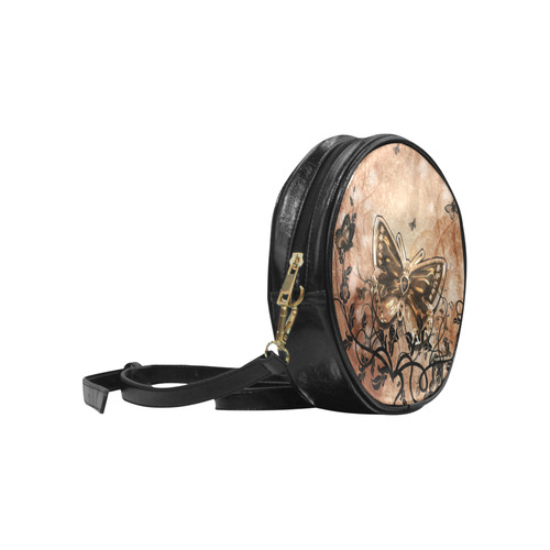 Wonderful butterflies and floral elements Round Sling Bag (Model 1647)