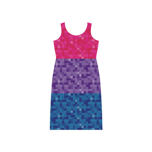 Bisexual Pixel Flag Phaedra Sleeveless Open Fork Long Dress (Model D08)